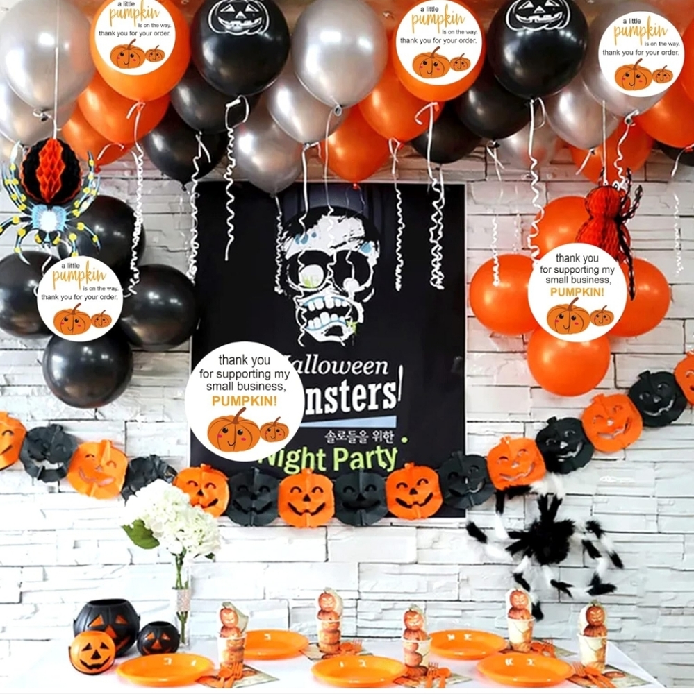 50 ct  2" Pumpkin Thank You for Supporting My Small Business Stickers